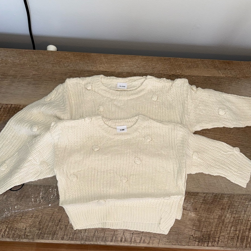 Cream Pom sweater, NEW